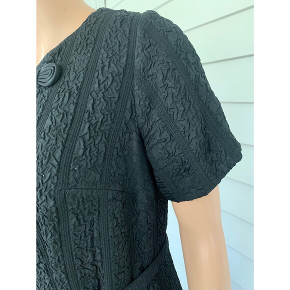 Vintage 60s Black Dress Church 34 Waist 37 Bust Short Sleeve - Picture 7 of 8